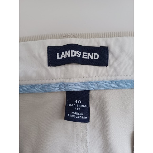 Lands' End Traditional Fit Mens Sz 40-9"  Stone Chino Cotton Strech Waist Shorts - Picture 6 of 10